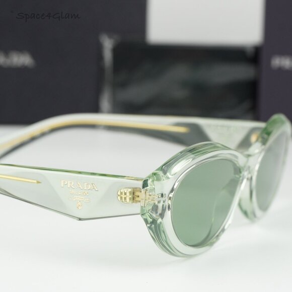 BRAND NEW Prada PR26ZS 14R20E Transparent Mint Green Oval Women Sunglasses - Picture 6 of 13